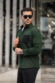 chemise velours côtelé homme à poches - Justyol