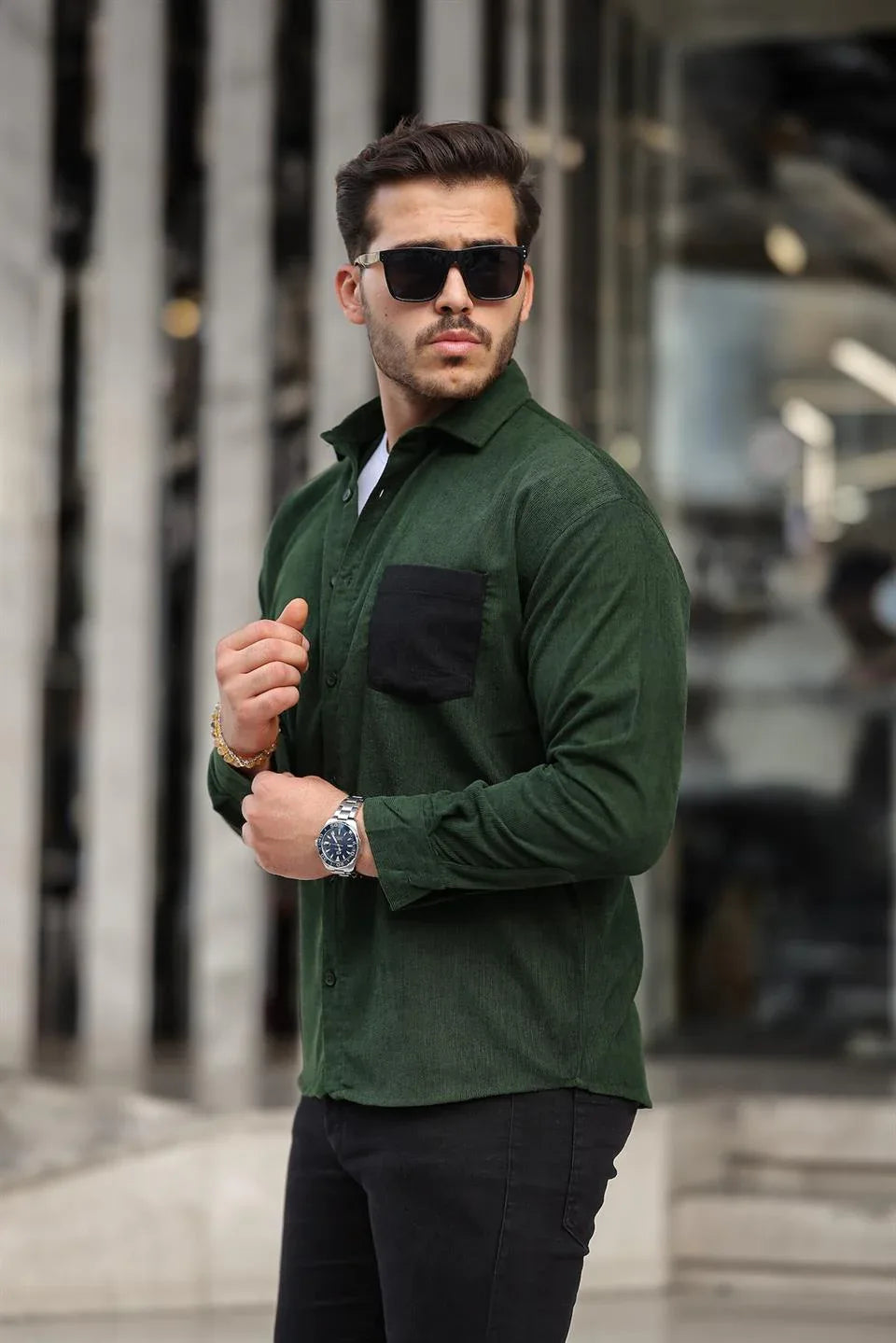 chemise velours côtelé homme à poches - Justyol