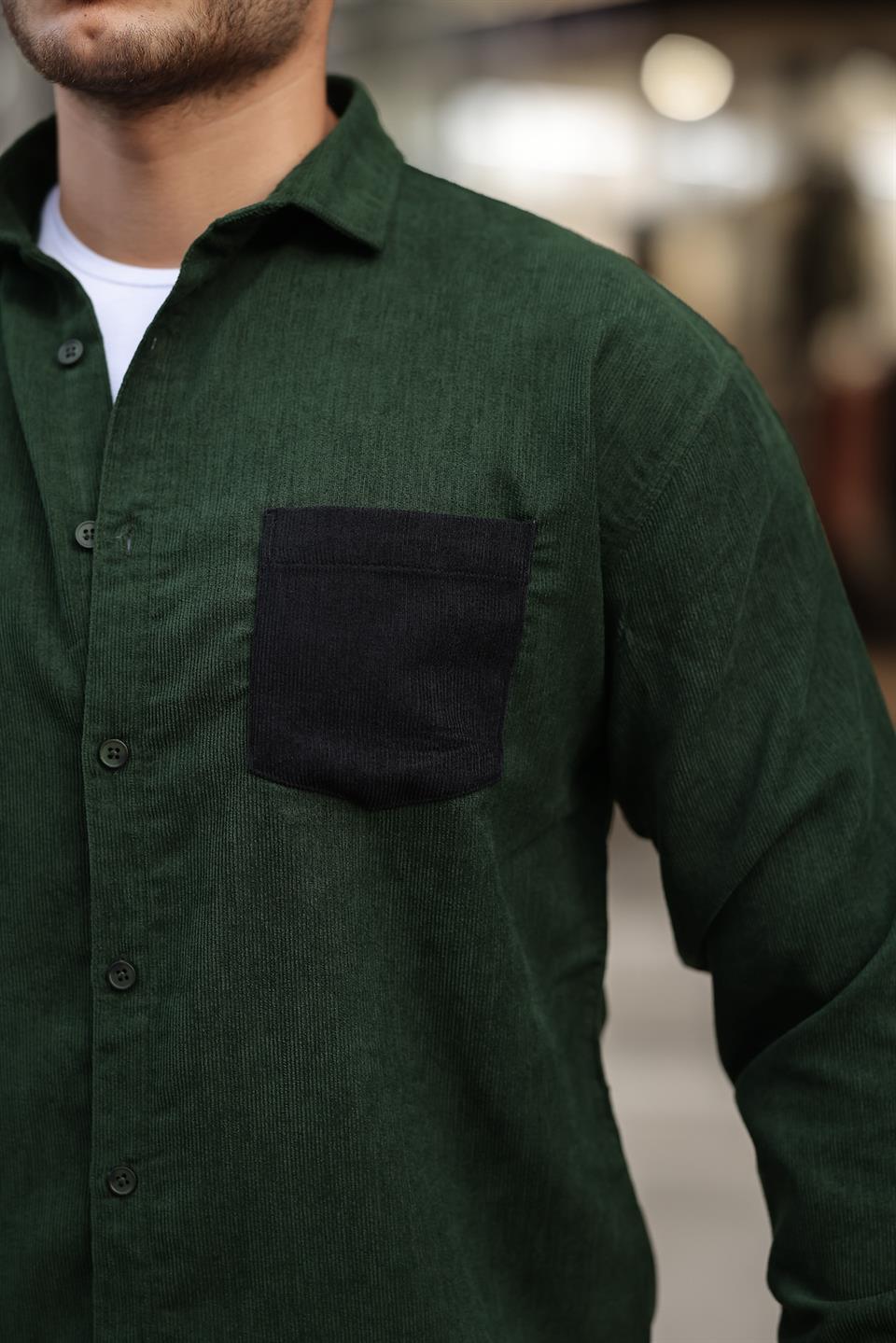 chemise velours côtelé homme à poches - Justyol