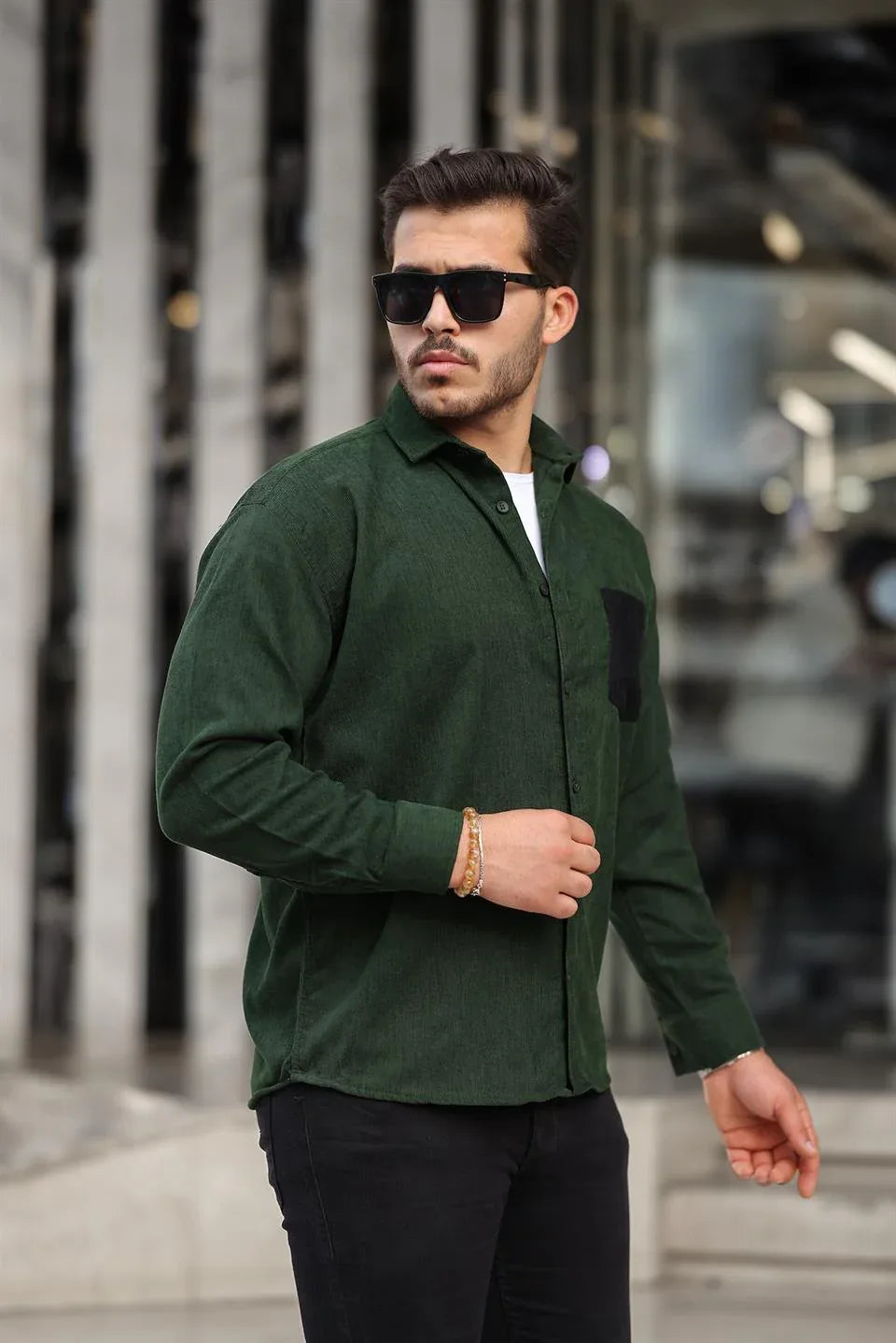 chemise velours côtelé homme à poches - Justyol