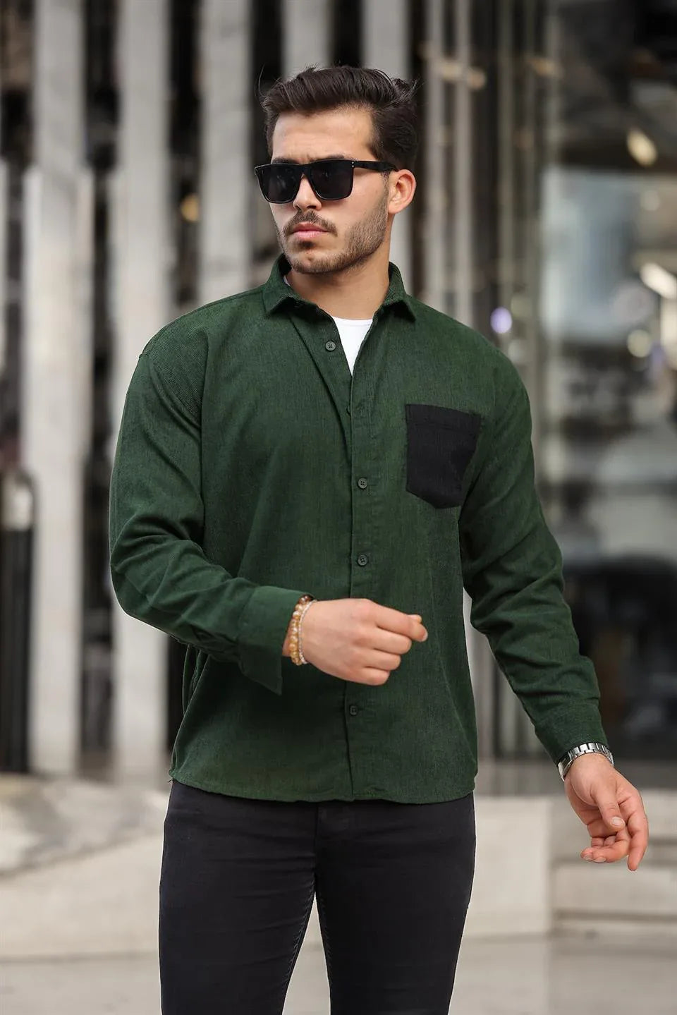 chemise velours côtelé homme à poches - Justyol
