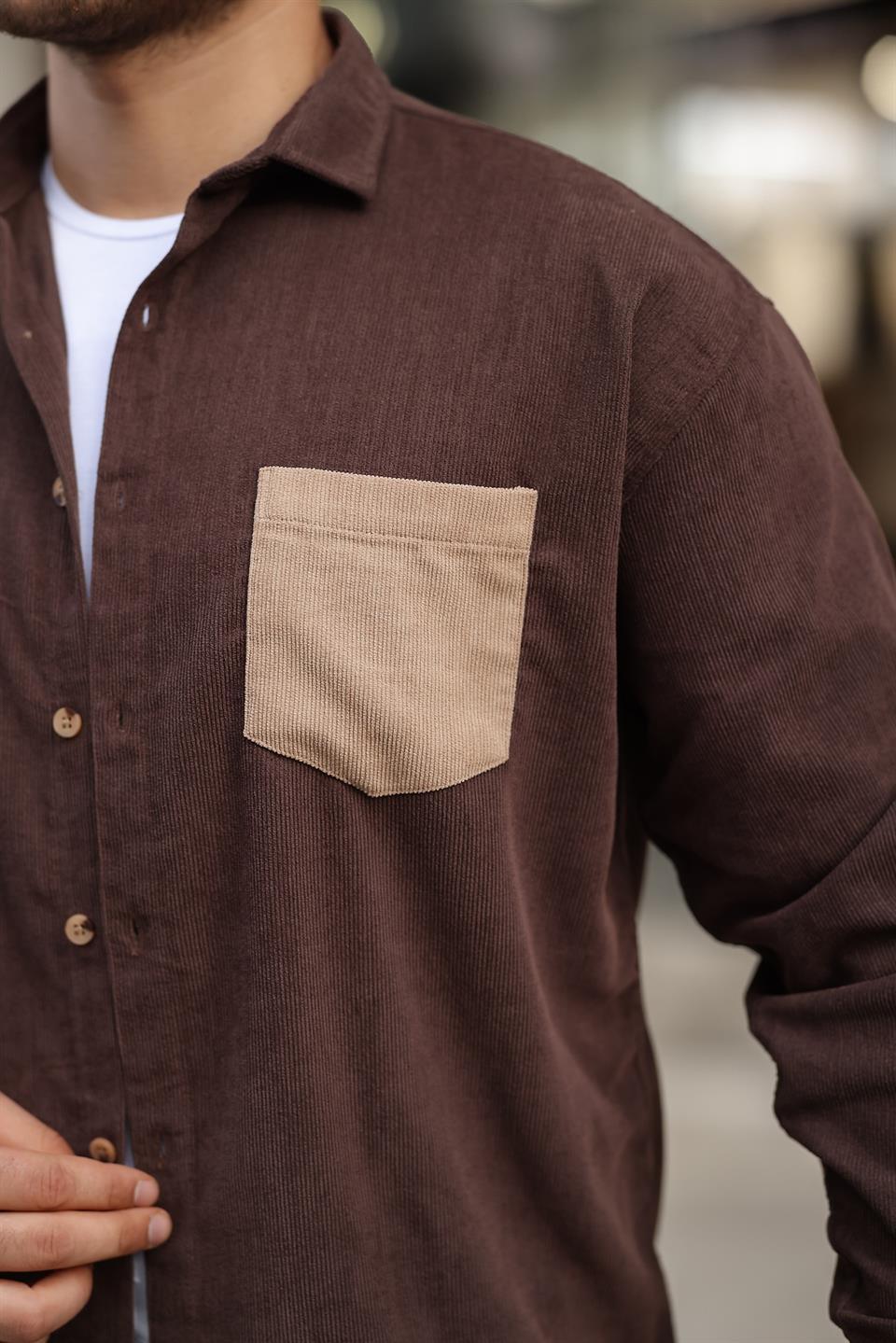 chemise velours côtelé homme à poches - Justyol