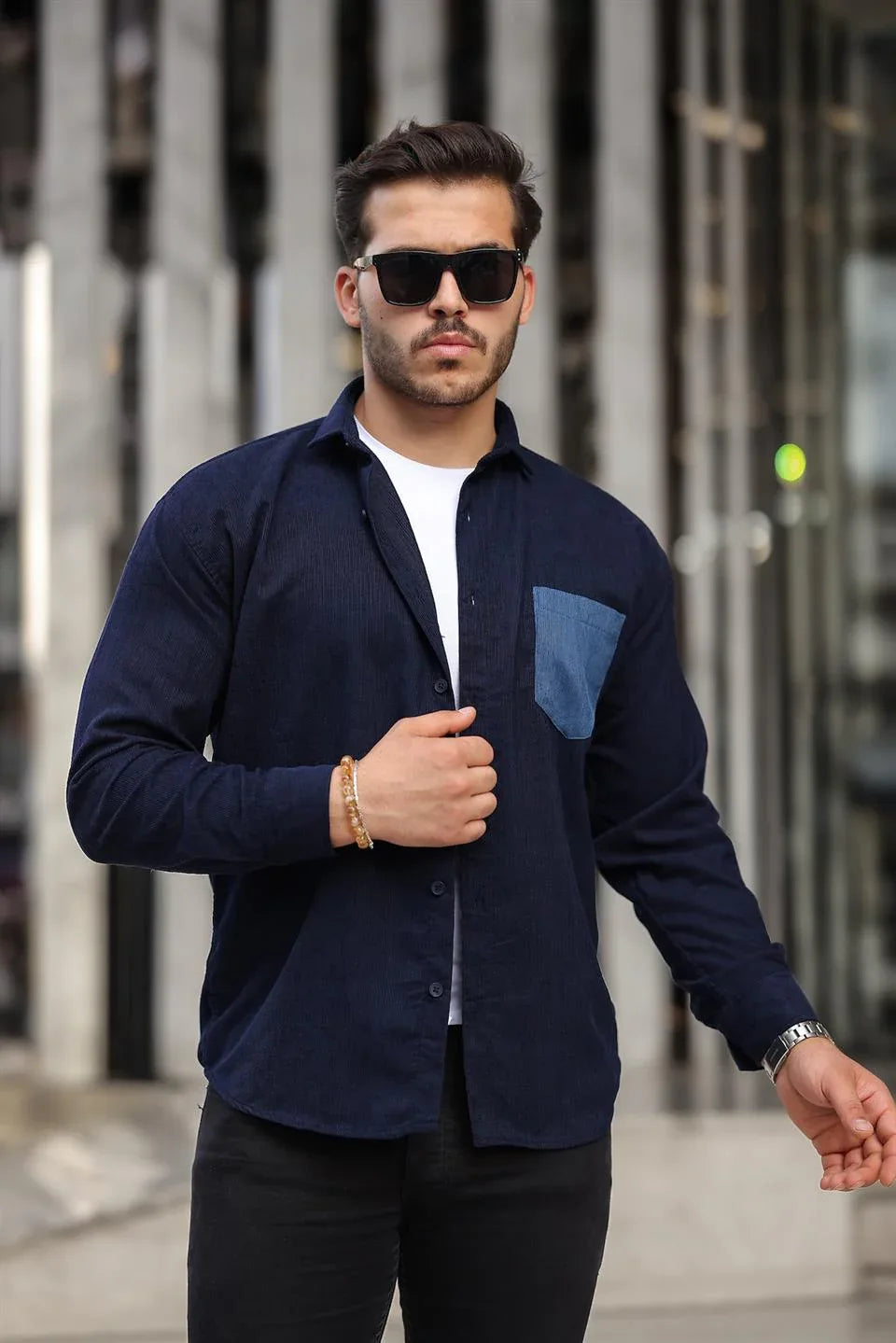 chemise velours côtelé homme à poches - Justyol