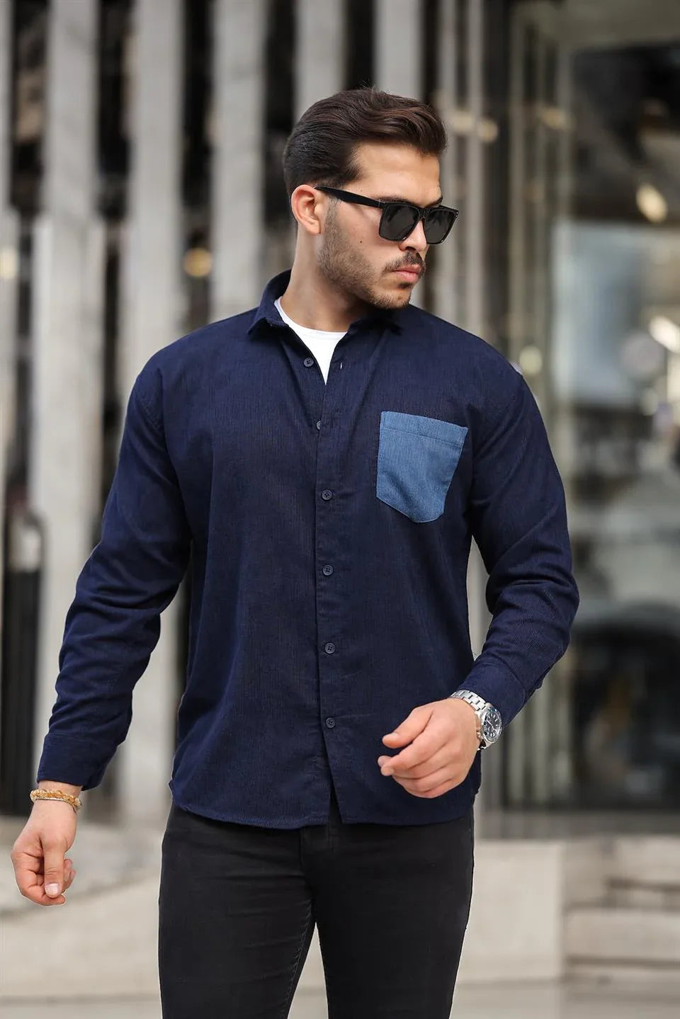 chemise velours côtelé homme à poches - Justyol