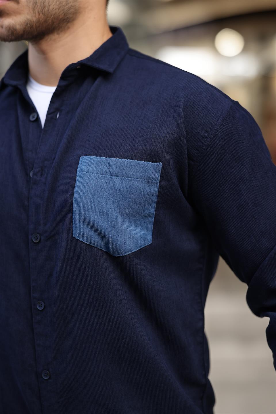 chemise velours côtelé homme à poches - Justyol
