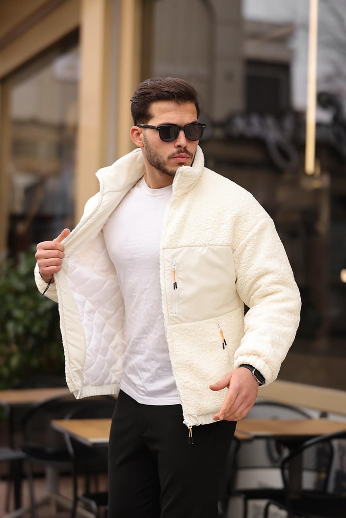 Cep Detaylı Kapitone Astarlı Peluş Mont - Justyol