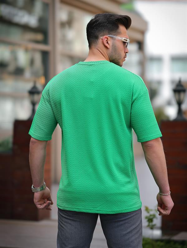 Cep Detaylı Oversize Örme T-shirt