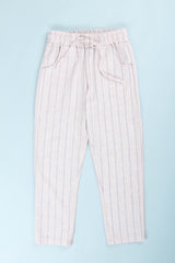 <tc>Pantalon en lin à rayures pour enfants, fille et garçon, avec poches</tc>