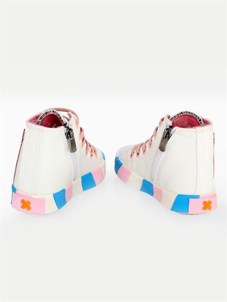 Sneakers fille roses orthopédiques à zip et lacets Ceylan