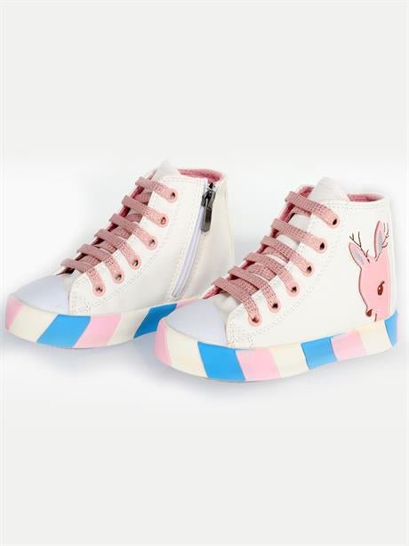 Sneakers fille roses orthopédiques à zip et lacets Ceylan