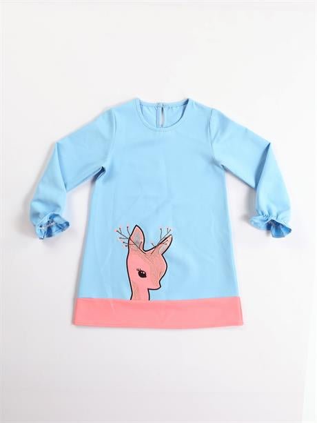 Robe Fille Rose avec Motif Ceylan en Polyester Brillant