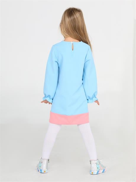 Robe Fille Rose avec Motif Ceylan en Polyester Brillant