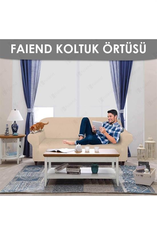 chester 3 kişilik pudra lastikli kanepe örtüsü | lastikli koltuk örtüsü | koltuk kilifi - Justyol
