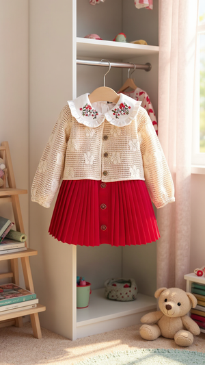 Elegant Girls' 3-Piece Set - Skirt, Blouse & Knit Jacket Justyol