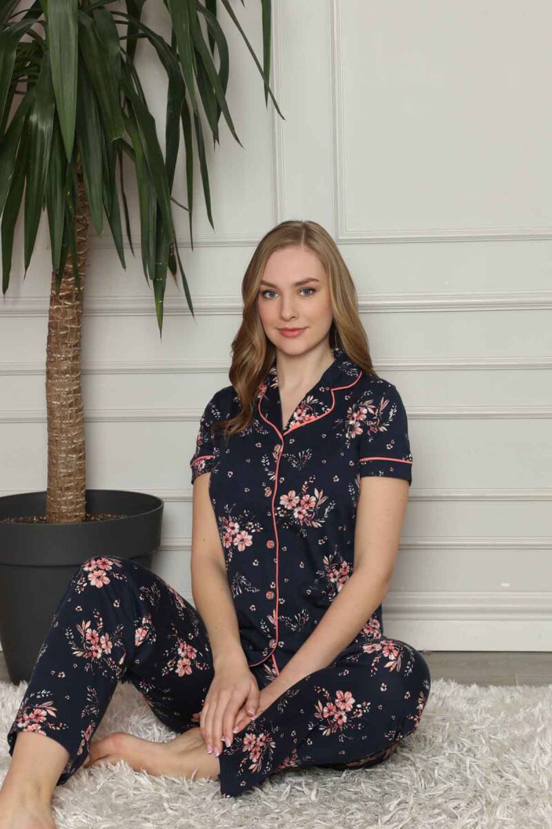 <tc>Ensemble de pyjama à manches courtes en coton avec motif floral et bords, Dreamy.</tc>