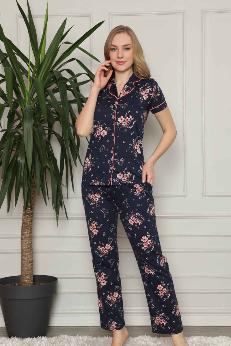 <tc>Ensemble de pyjama à manches courtes en coton avec motif floral et bords, Dreamy.</tc>