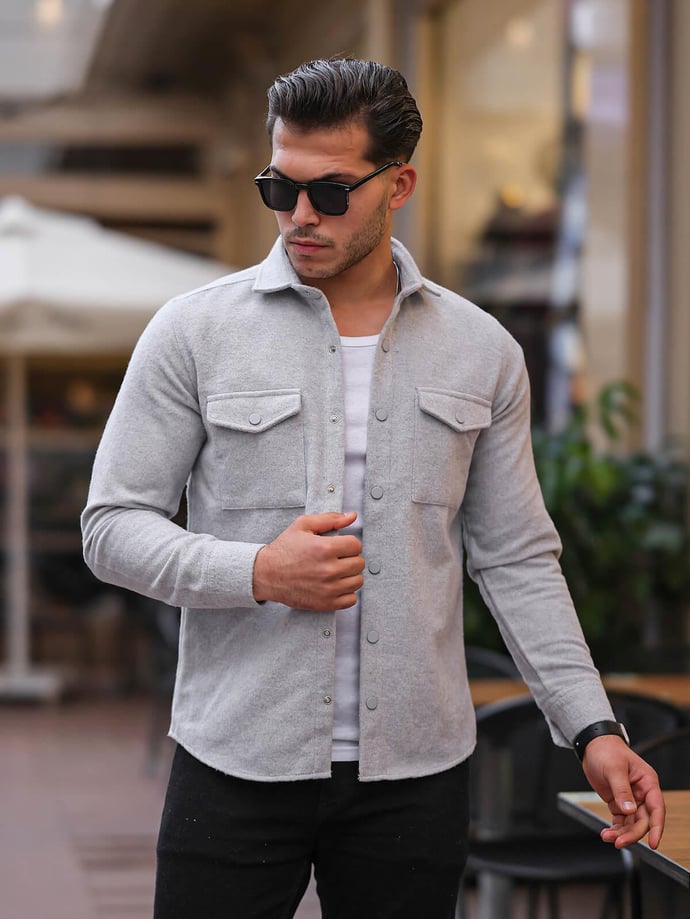 Çift Cep Kapaklı Kaşe Gömlek - Justyol