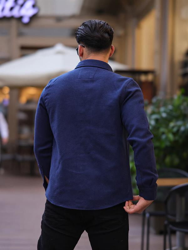 Surchemise Homme en Maille Coton à Double Poche Rabat