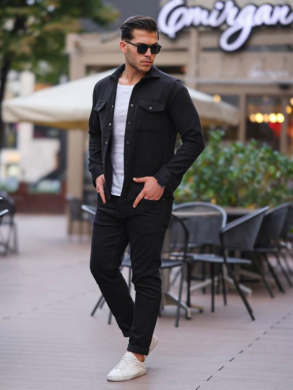 Surchemise Homme en Maille Coton à Double Poche Rabat