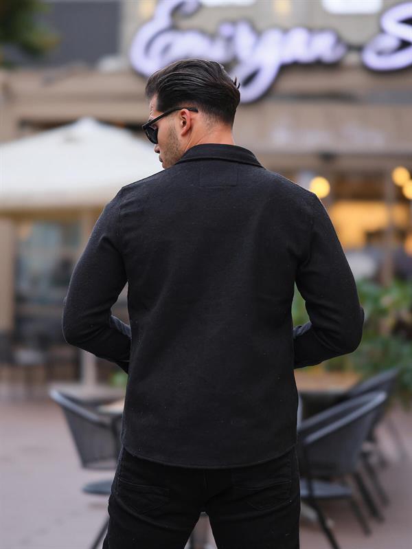 Surchemise Homme en Maille Coton à Double Poche Rabat