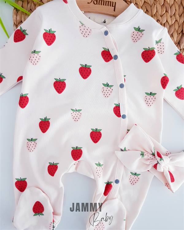 strawberry themed bandana jumpsuit set