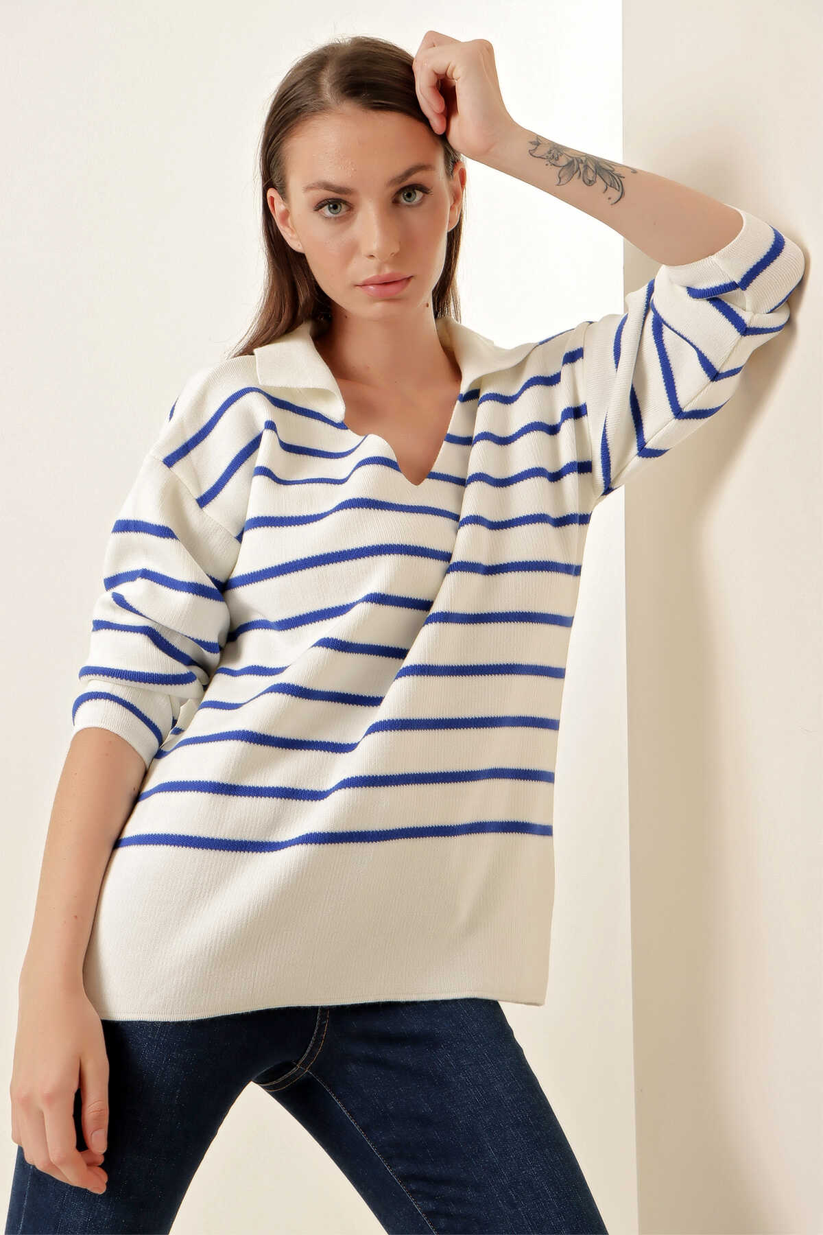 <tc>Pull Oversize à Rayures</tc>