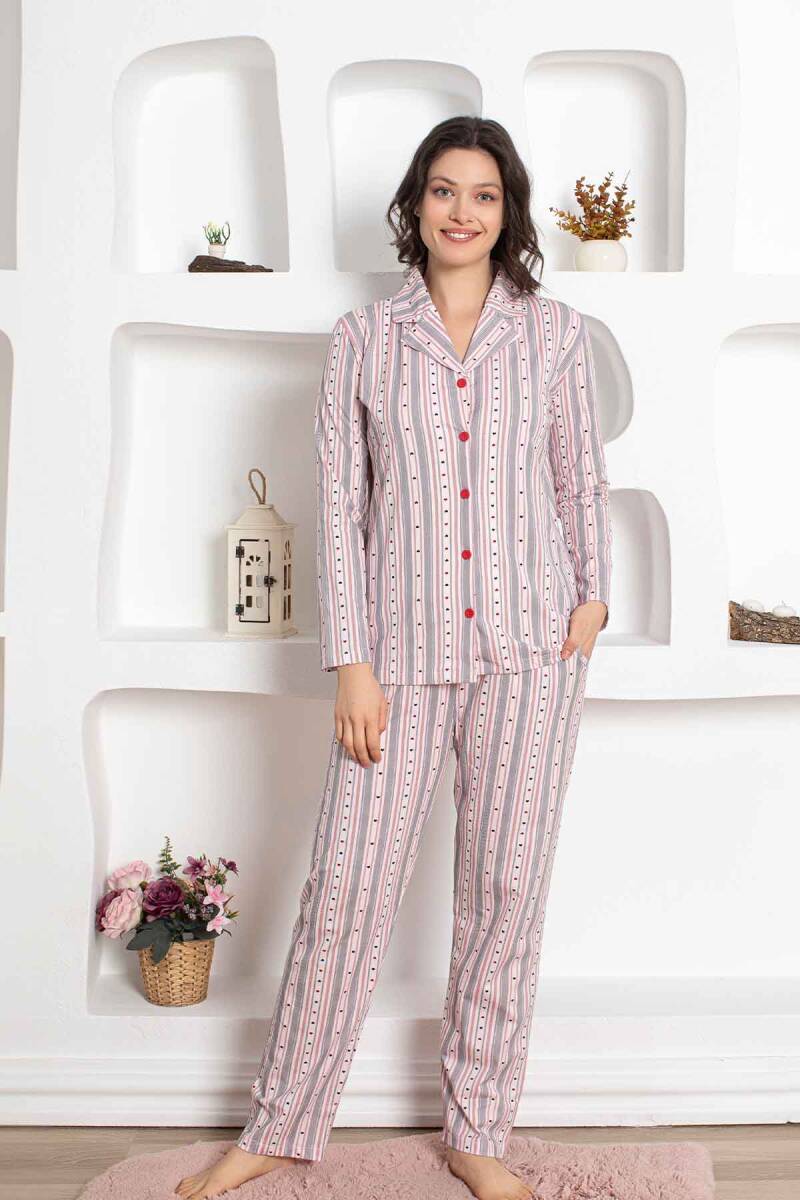 <tc>Ensemble de pyjama à manches longues en coton avec motif de cœurs et rayures, comprenant une chemise à poches, Dreamy.</tc>