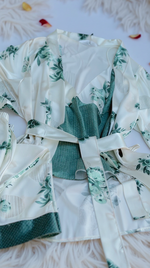 Pajama set 306 -Women’s Luxury Satin 3-Piece Pajama Set with Lace Trim Erotica