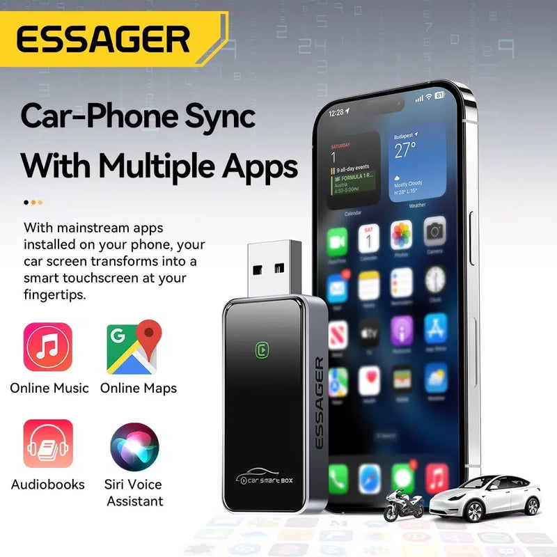 Essager CarPlay – Connectivité Sans Fil & Contrôle Intelligent
