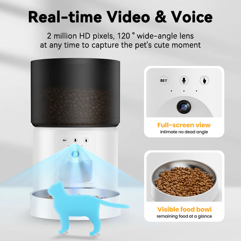 ROJECO 3L Distributeur Automatique pour Animaux avec Caméra 1080P