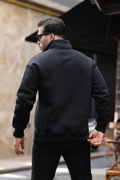 Cozy Kanguru Nakışlı Şardonlu Yarım Fermuar Sweatshirt - Justyol