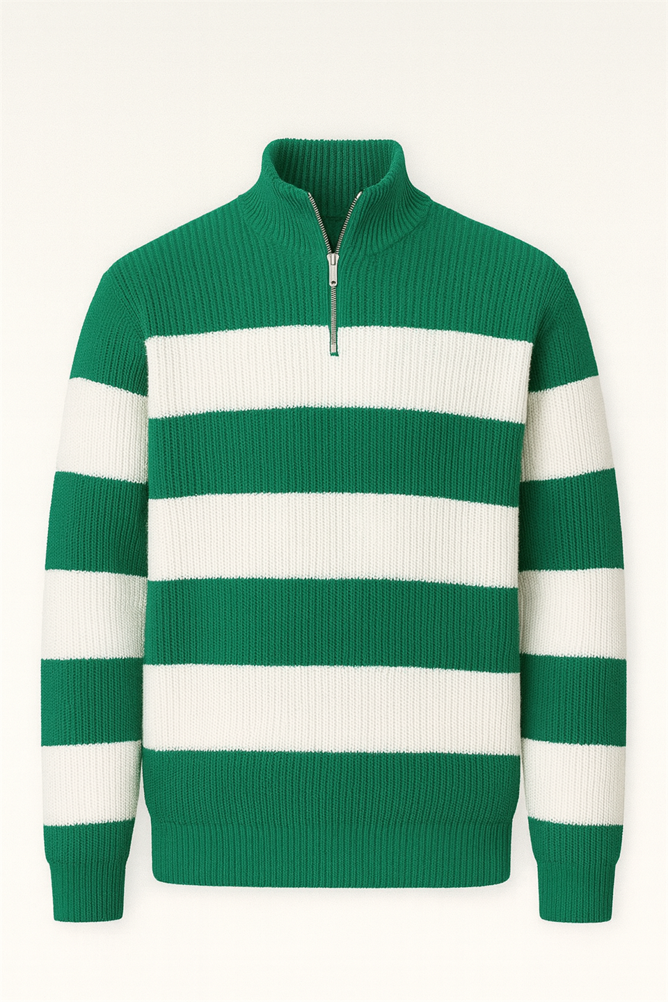 Pull Homme Pedro Rayé Demi-Zip en Maille Selanik