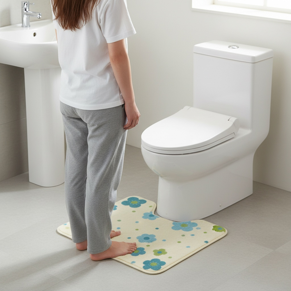 Tapis de Toilette Antidérapant et Désodorisant - Tapis WC Auto-Adhésif Lavable