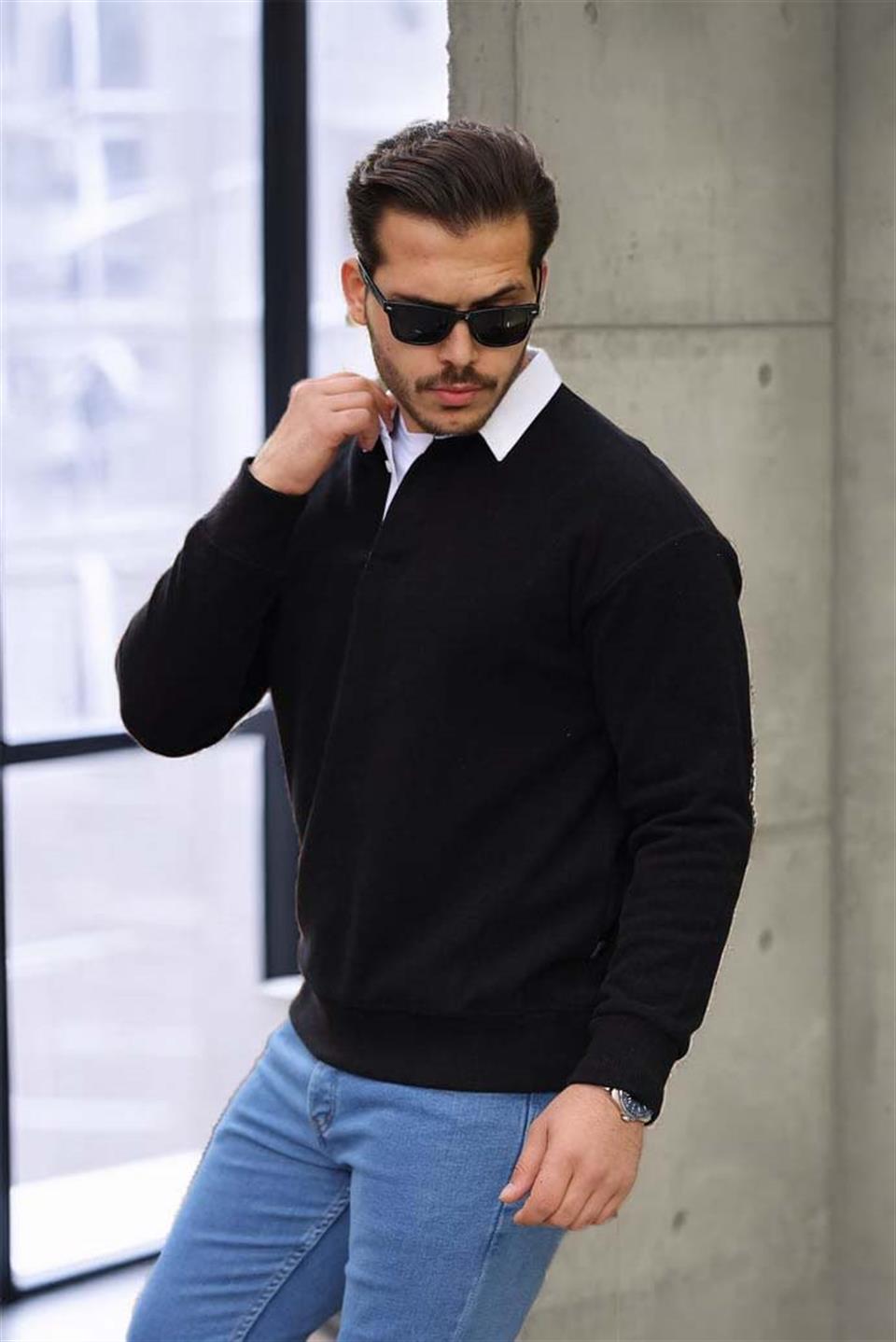Sweat Homme Luis Col Polo en Maille Selanik