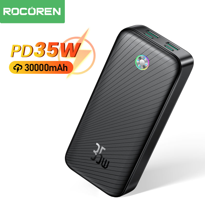 ROCOREN Power Bank 30000mAh PD 35W – Charge Rapide