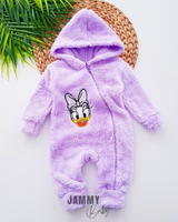 daisy duck plush hooded jumpsuit-peach