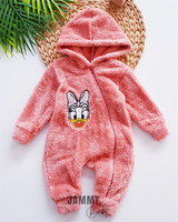 daisy duck plush hooded jumpsuit-peach