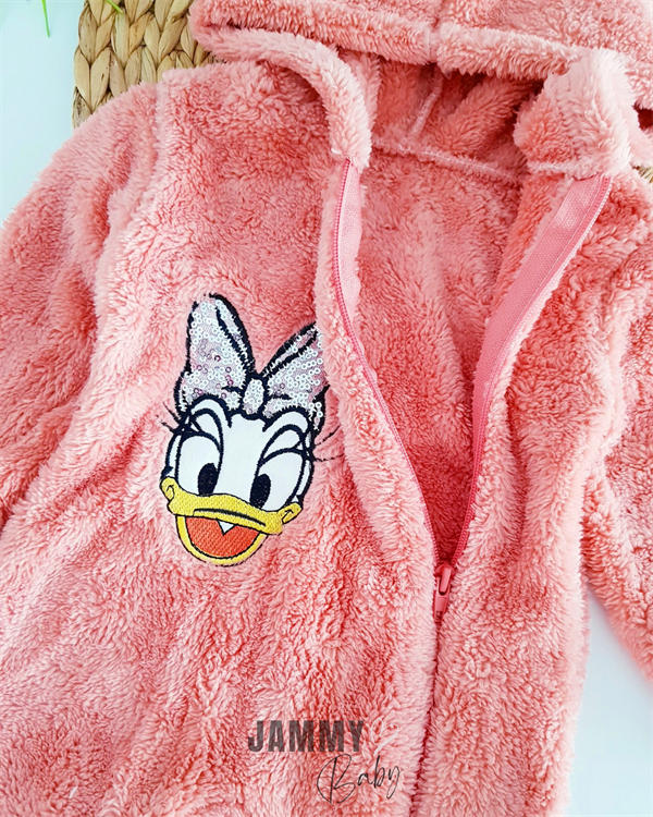 daisy duck plush hooded jumpsuit-peach