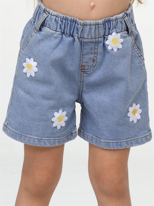 daisy nakişli kiz çocuk denim şort