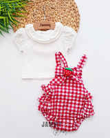 darlene strawberry romper set