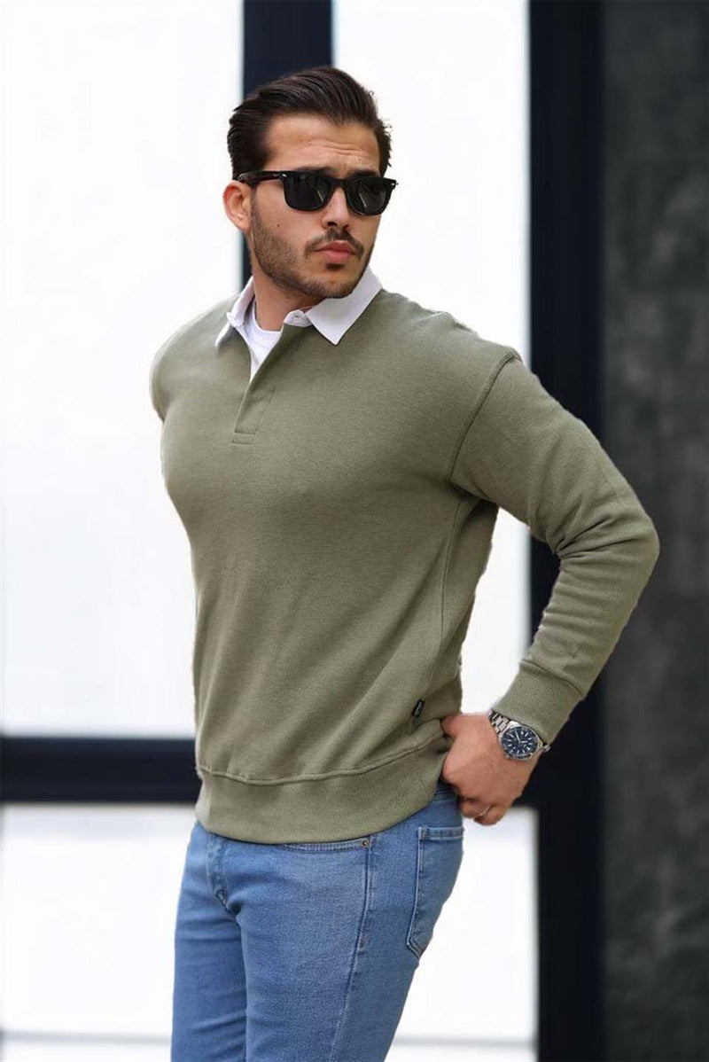 Sweat Homme Luis Col Polo en Maille Selanik
