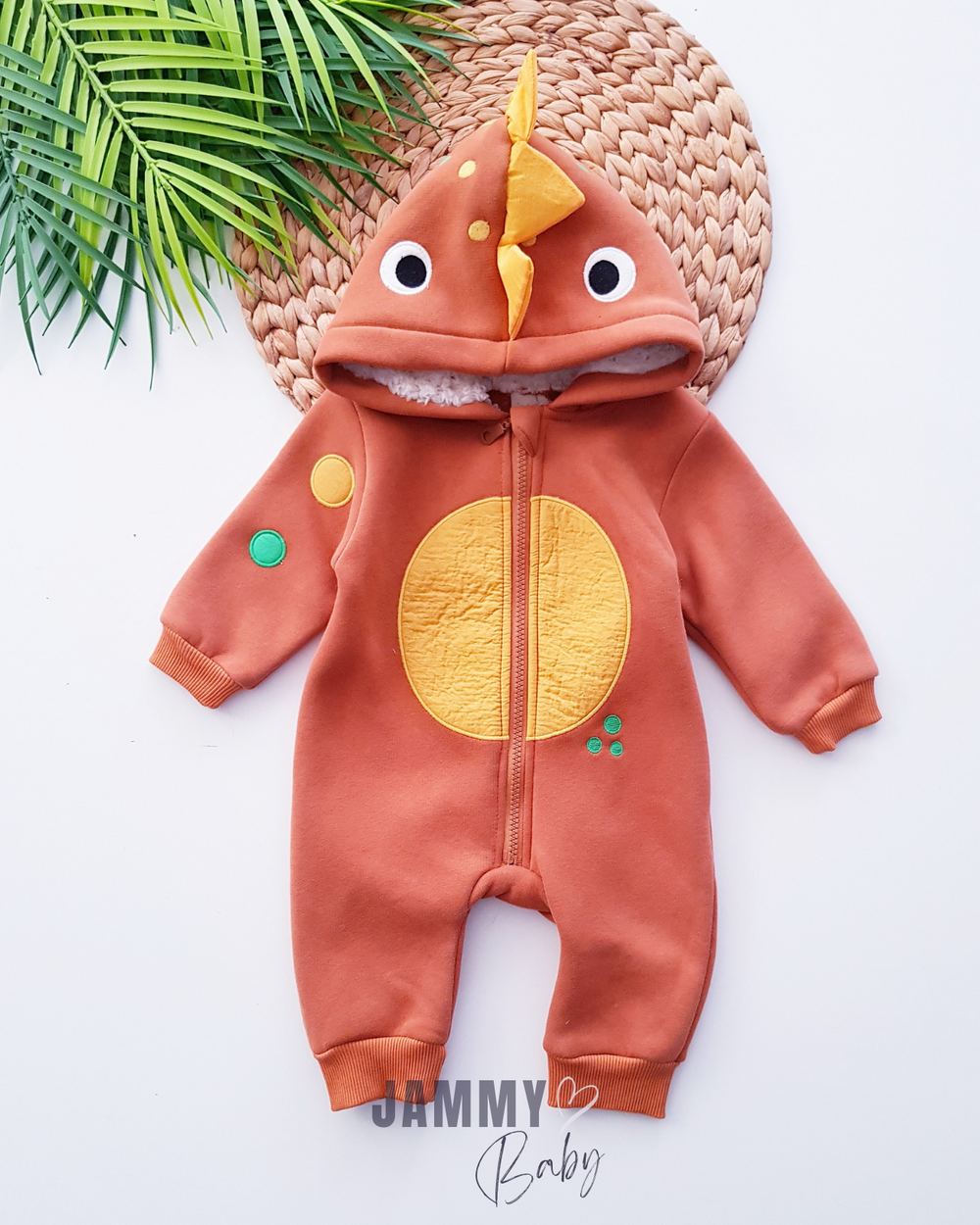Combi-hoodie Dino pour bébé avec fermeture éclair