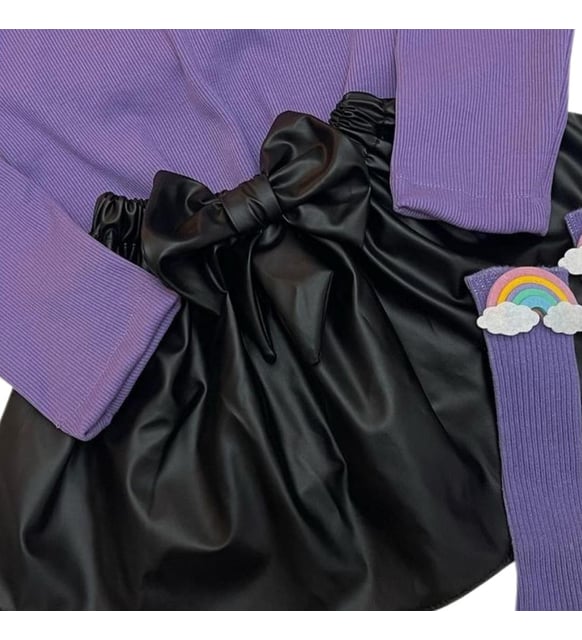 Özge Başaran Leather Skirt, Bodysuit And Knee High Socks - Justyol