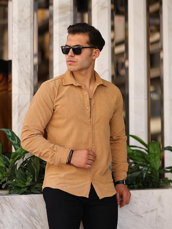 Chemise en velours en coton à motif discret - Justyol