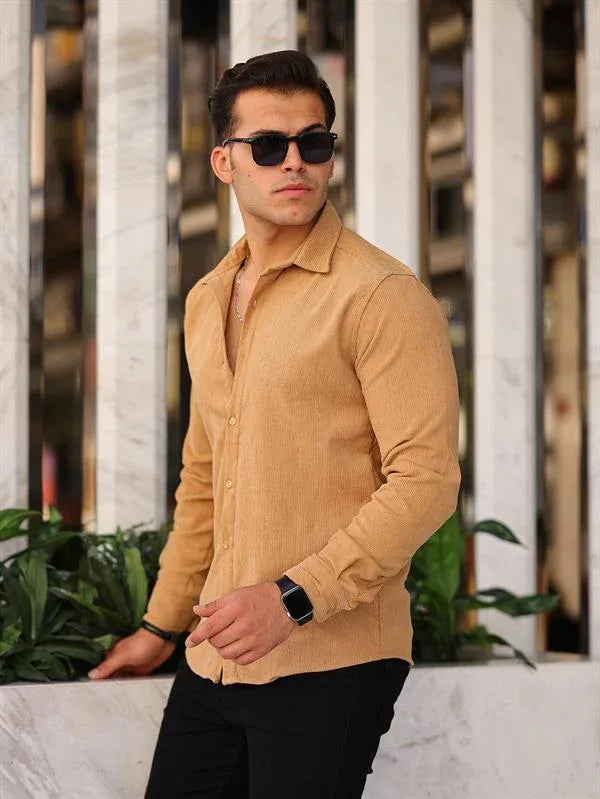 Chemise en velours en coton à motif discret