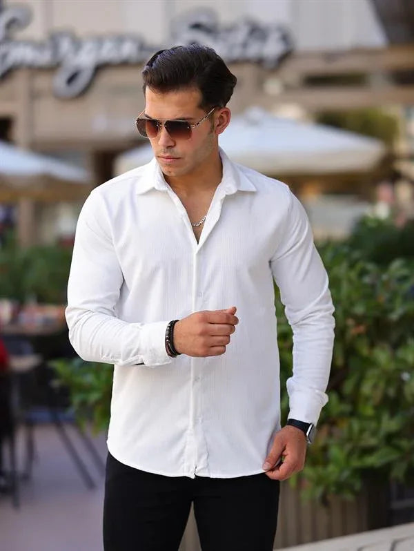 Chemise en velours en coton à motif discret - Justyol
