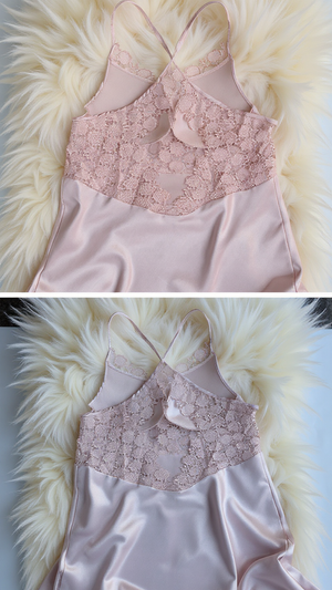 nightgown set 210 -Satin Nightwear Set with Lace Details and Robe Erotica