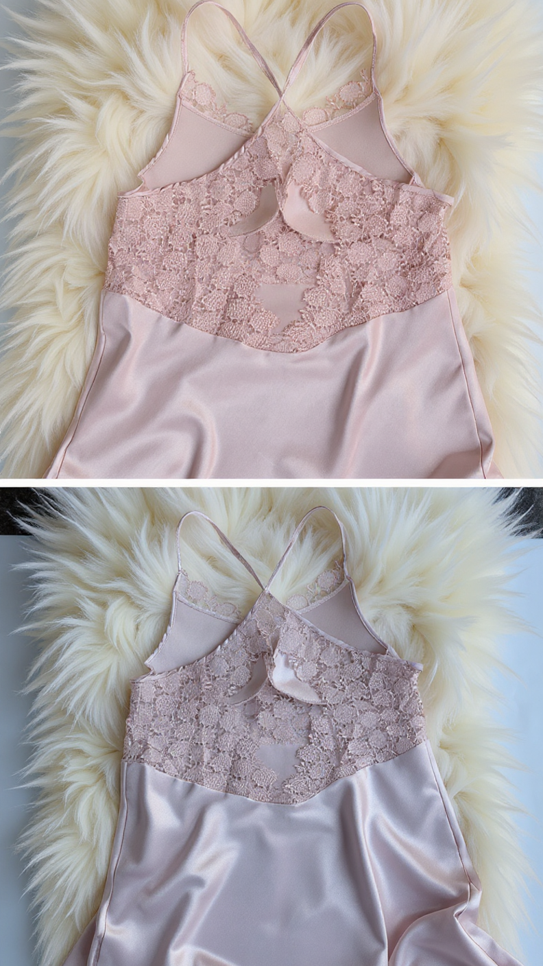 nightgown set 210 -Satin Nightwear Set with Lace Details and Robe Erotica