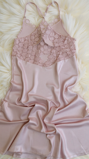 nightgown set 210 -Satin Nightwear Set with Lace Details and Robe Erotica