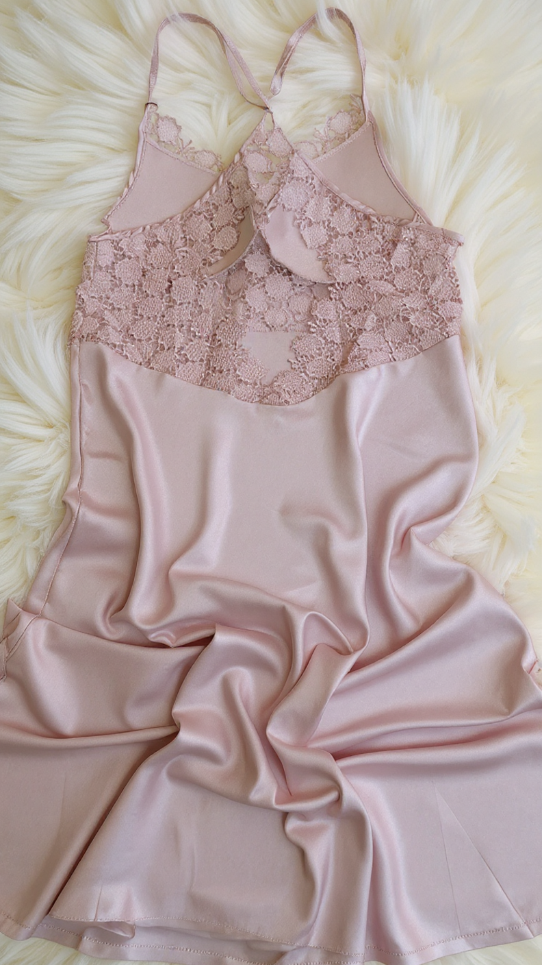 nightgown set 210 -Satin Nightwear Set with Lace Details and Robe Erotica